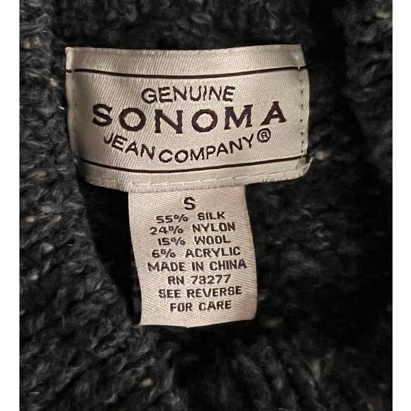 VTG Sonoma Silk Wool Blend Pullover Sweater Nordic SZ S Blue Gray Heather Cream - Picture 6 of 9